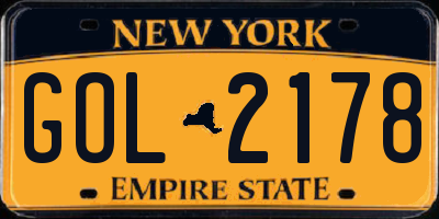 NY license plate GOL2178