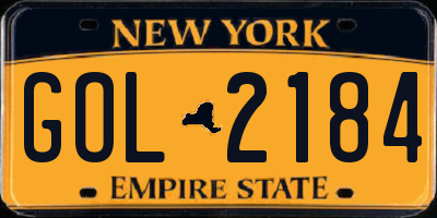 NY license plate GOL2184