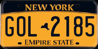 NY license plate GOL2185