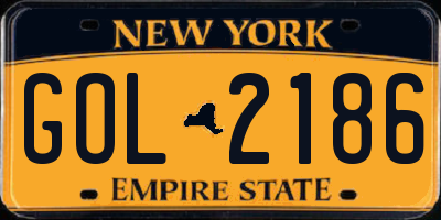 NY license plate GOL2186
