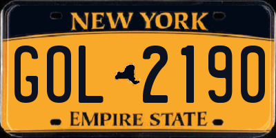 NY license plate GOL2190