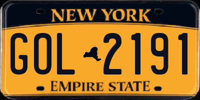 NY license plate GOL2191