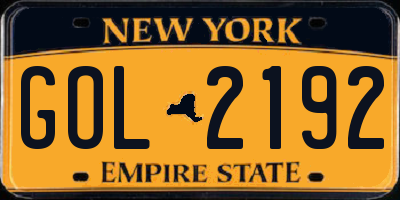 NY license plate GOL2192