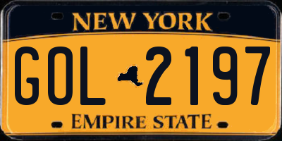 NY license plate GOL2197
