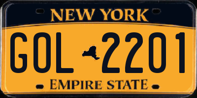NY license plate GOL2201