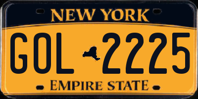 NY license plate GOL2225
