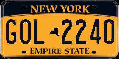 NY license plate GOL2240
