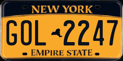 NY license plate GOL2247