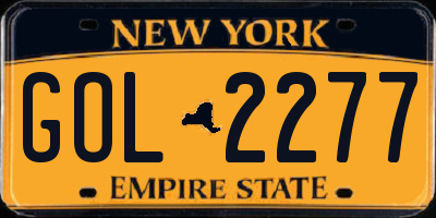 NY license plate GOL2277