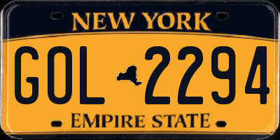 NY license plate GOL2294