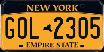 NY license plate GOL2305