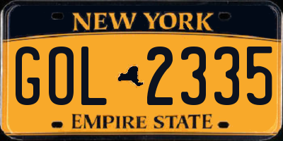 NY license plate GOL2335