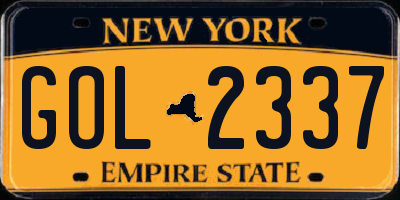 NY license plate GOL2337