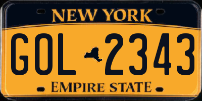 NY license plate GOL2343