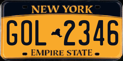 NY license plate GOL2346