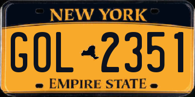 NY license plate GOL2351