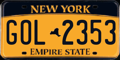 NY license plate GOL2353