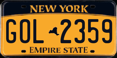 NY license plate GOL2359