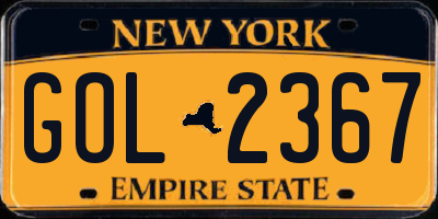 NY license plate GOL2367