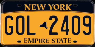 NY license plate GOL2409