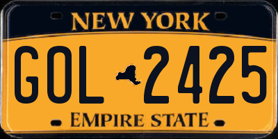 NY license plate GOL2425