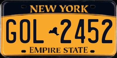 NY license plate GOL2452