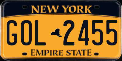 NY license plate GOL2455