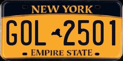 NY license plate GOL2501