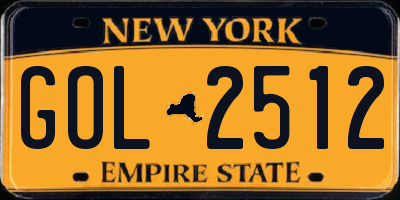 NY license plate GOL2512