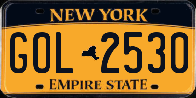 NY license plate GOL2530