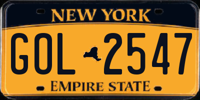 NY license plate GOL2547