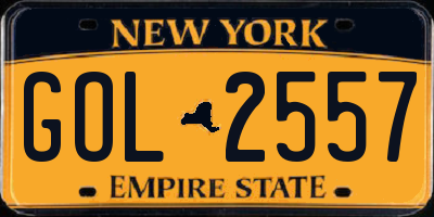 NY license plate GOL2557