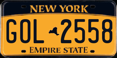 NY license plate GOL2558