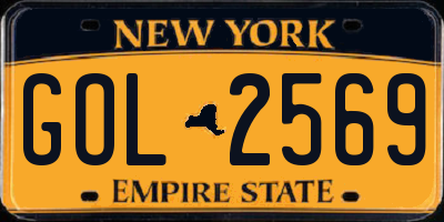 NY license plate GOL2569