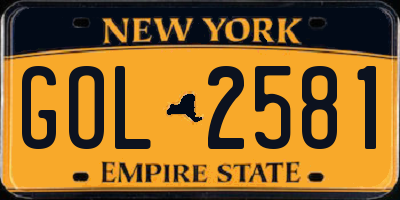 NY license plate GOL2581