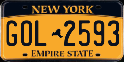 NY license plate GOL2593