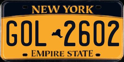 NY license plate GOL2602