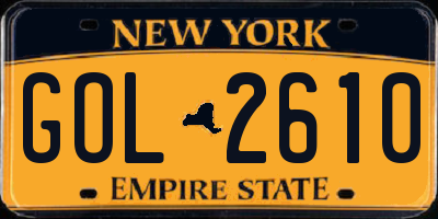 NY license plate GOL2610