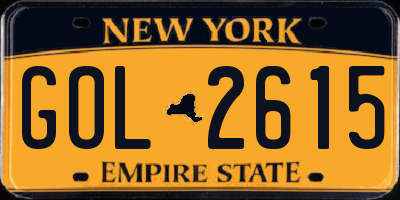NY license plate GOL2615