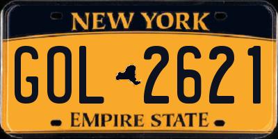 NY license plate GOL2621