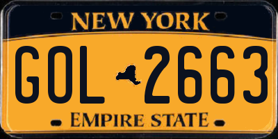 NY license plate GOL2663