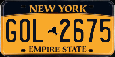 NY license plate GOL2675