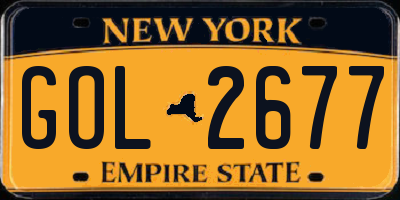 NY license plate GOL2677