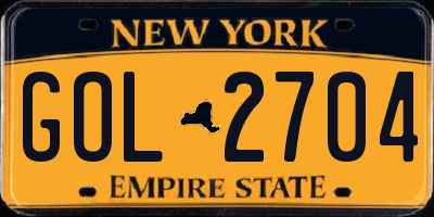 NY license plate GOL2704