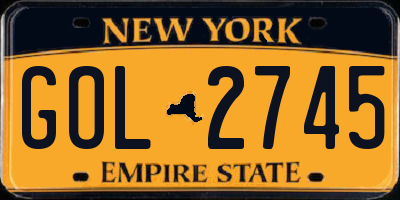 NY license plate GOL2745