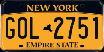 NY license plate GOL2751