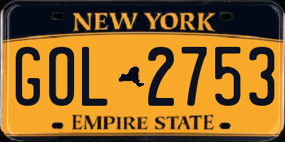 NY license plate GOL2753