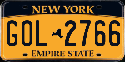 NY license plate GOL2766