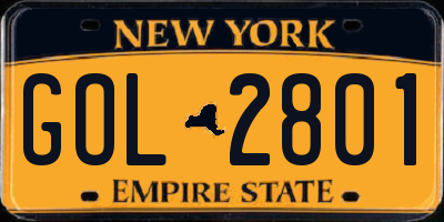 NY license plate GOL2801
