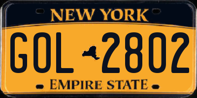 NY license plate GOL2802